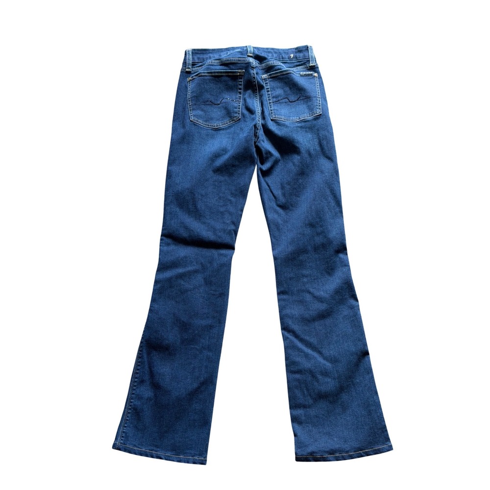 7 For All Mankind Flare Jeans Women 27 Dark Blue Mid Rise Signature Squiggle - Picture 2 of 6